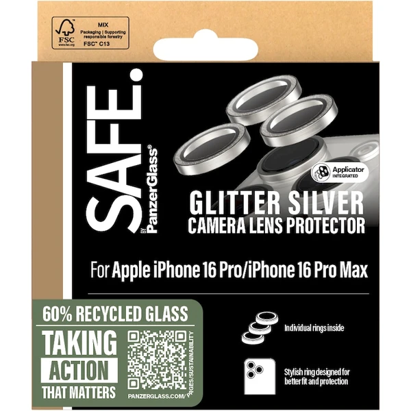 PanzerGlass® SAFE Camera Apple iPhone 16 Pro/15 Pro/16 Pro Max/15 Pro Max trblietavo strieborné HoOp - Ochranné fólie a sklo - Obrázok 0F08000P01