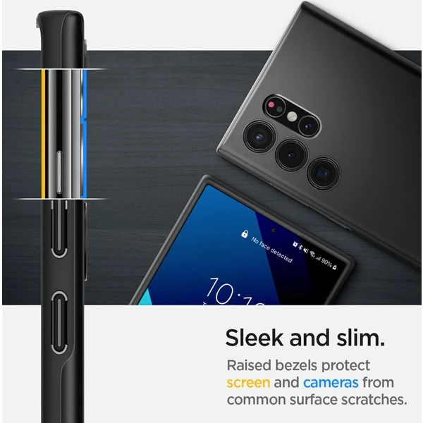 Spigen Thin Fit kryt Samsung Galaxy S22 Ultra čierny - Puzdra - Obrázok 0F5C100501