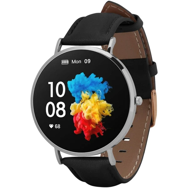 Garett Smartwatch Verona strieborná, čierny remienok - Inteligentné hodinky - Hlavný obrázok
