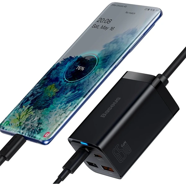 Rýchlonabíjačka do siete Baseus GaN3 Pro, 2x USB-C, 2x USB 65W čierna - Nabíjačky - Obrázok 0GGE000L01