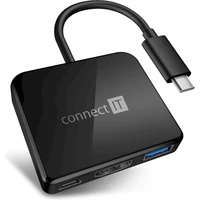 CONNECT IT USB-C húb 3v1 čierny - USB huby
