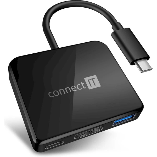 CONNECT IT USB-C húb 3v1 čierny - USB huby - Hlavný obrázok
