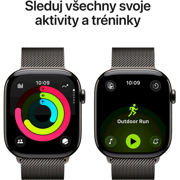 Apple Watch Series 11 Cellular (46mm) Bridlicovo šedý titán s bridlicovo šedým milánskym ťahom M/L - Inteligentné hodinky - Obrázok 0HQH000K01