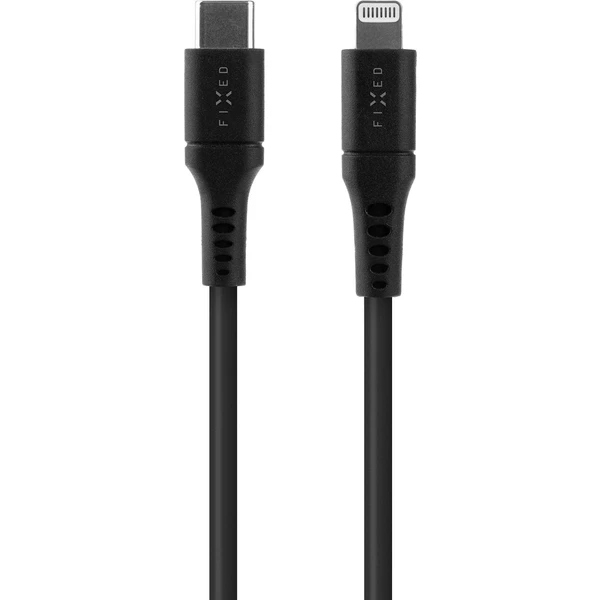 FIXED tekutý silikónový USB-C/Lightning napájací kábel 60W 1,2m čierny - Káble a redukcie - Hlavný obrázok