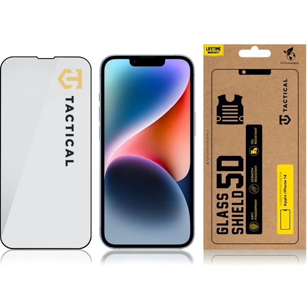 Taktický sklenený štít 5D sklo pre Apple iPhone 13/13 Pro/14/16e/17e čierne - Ochranné fólie a sklo - Obrázok 0IV5700301
