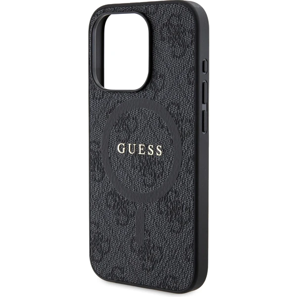 Guess PU Leather 4G Colored Ring MagSafe kryt iPhone 15 Pre čierny - Puzdra - Obrázok 0J72000N01