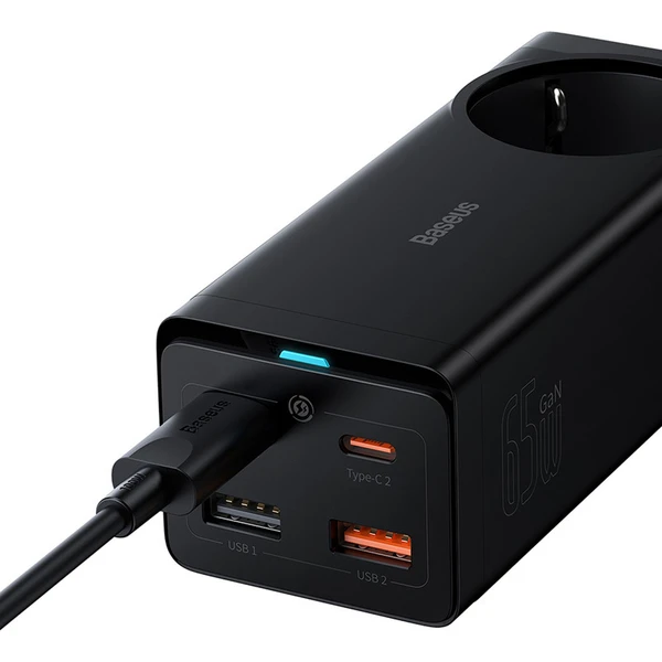 Rýchlonabíjačka do siete Baseus GaN3 Pro, 2x USB-C, 2x USB + AC 65W čierna - Nabíjačky - Obrázok 0JGE000L01