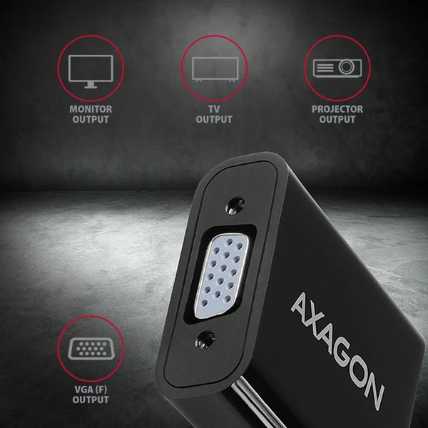 AXAGON HDMI/VGA redukcia 0,2m čierna - Káble a redukcie - Obrázok 0K7HF00101