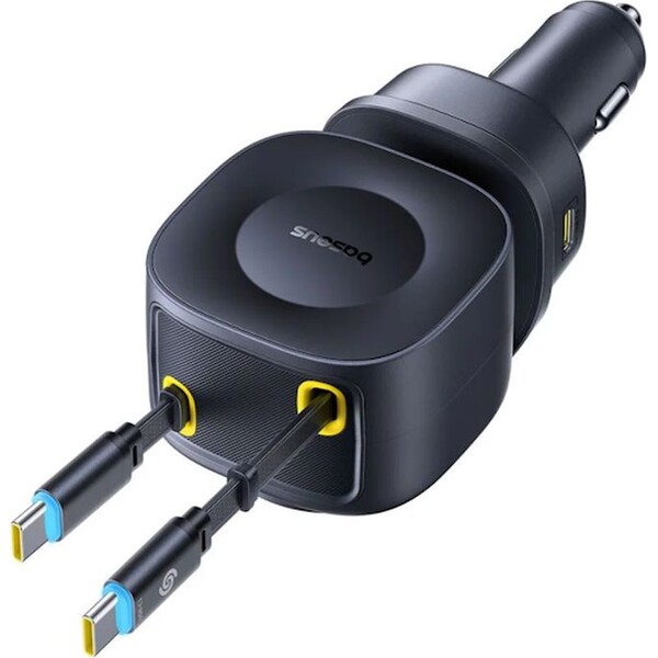 E-shop Baseus PrimeTrip VR2 Max 100W nabíjačka do auta s navíjacími káblami 2x USB-C, 1xUSB-C, 1x USB čiern