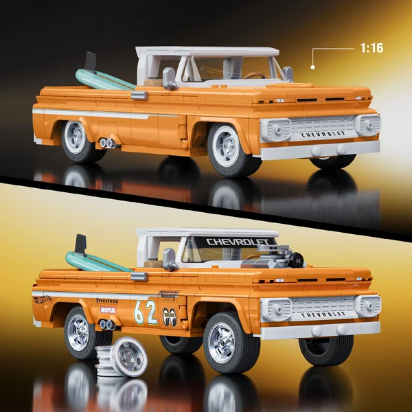 Mattel Brick Shop zostaviteľný model Hot Wheels - Custom 62 Chevy Pickup (Elite series) - Stavebnica - Obrázok 0NWG000K01