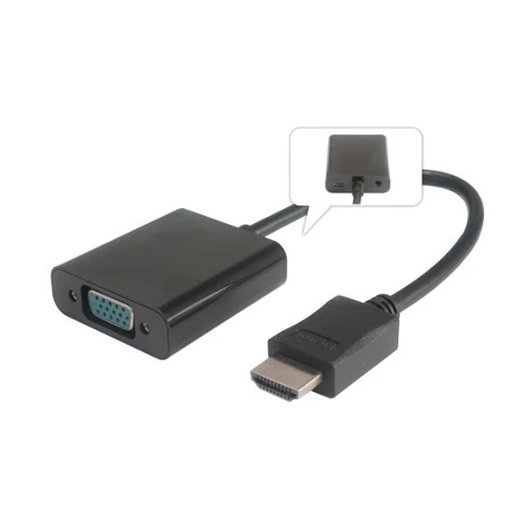 PremiumCord HDMI/VGA + 3,5mm redukcia čierna - Káble a redukcie - Hlavný obrázok