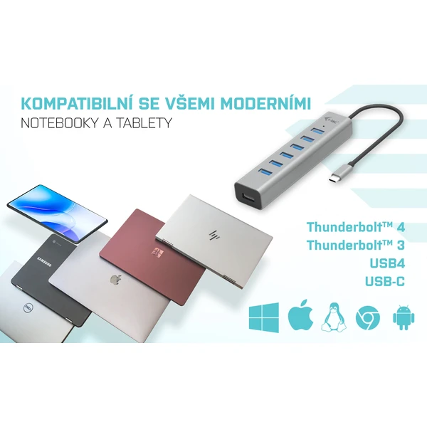 i-tec USB-C Charging Metal HUB 7 Port - USB huby - Obrázok 0QUG100501