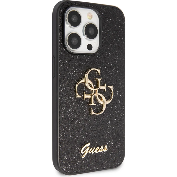 Guess PU Fixed Glitter 4G Metal Logo kryt iPhone 15 Pro Max čierny - Puzdra - Obrázok 0SX4000701