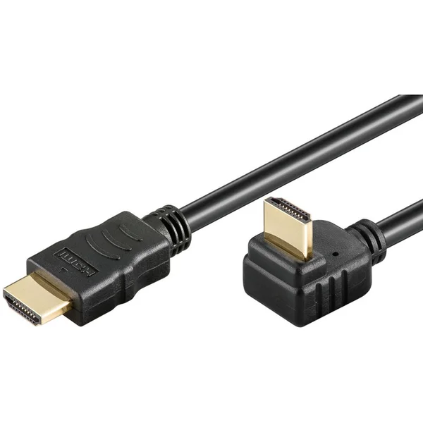 PremiumCord HDMI 1.4/HDMI 1.4 kábel s ethernetom zalomený konektor 270° 4K 2m čierny - Káble a redukcie - Hlavný obrázok