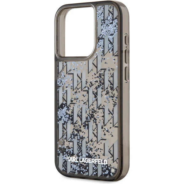 Karl Lagerfeld Liquid Glitter Monogram Gradient zadný kryt pre iPhone 15 Pro Max čierny - Puzdra - Obrázok 0XS6000L01