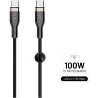 PEVNÝ USB-C/USB-C napájací kábel 100W 1,2m čierny - Káble a redukcie
