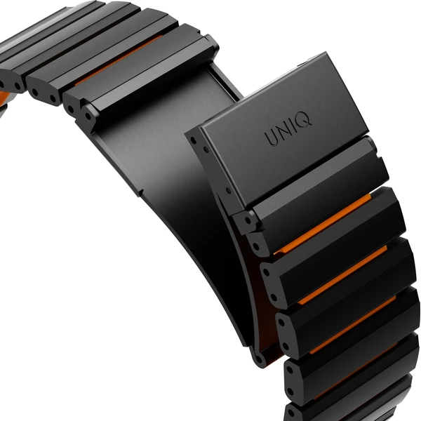 UNIQ Strova Flex titanový remienok pre Apple Watch 49/46/45/44mm Titanium Silver/Volt Orange - Remienky - Obrázok 0a2b60e9ded244569d5bd87bd0d22f96