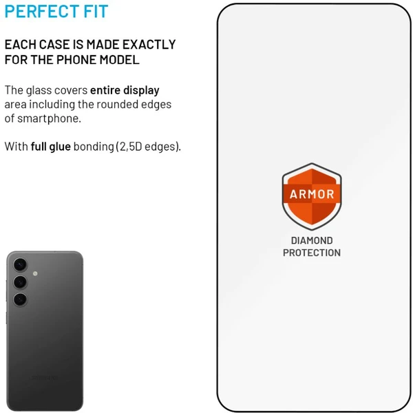 FIXED Armor 2,5D sklo s Anti-dust a AR vrstvou Samsung Galaxy S25 čierne - Ochranné fólie a sklo - Obrázok 0a42751fc612419f8503239366228c74