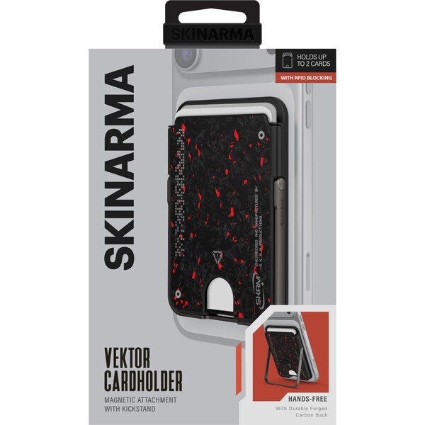 SKINARMA Vektor MagSafe držiteľ kariet peňaženka so stojanom Black/Red - Peňaženky - Obrázok 0a6c2df025c4454398ddcf5a90946736