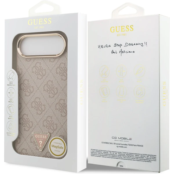 Guess PU Leather 4G Triangle Logo Gold Frame MagSafe kryt iPhone Air ružový - Puzdra - Obrázok 0a869aa50a9745f5bee6fcd0e57325b4
