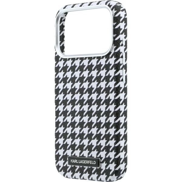 Karl Lagerfeld PU Houndstooth Resin Plate MagSafe kryt iPhone 17 Pro čierny - Puzdra - Obrázok 0af7ce8c280940f1ac9ba07619769858