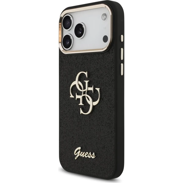 Guess PU Fixed Glitter 4G Metal Frame kryt iPhone 17 Pro Max čierny - Puzdra - Obrázok 0b09df38f2354a2c8e94ccc06e48b264