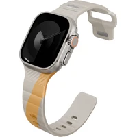 UNIQ STRIDE DE FKM RUBBER APPLE WATCH STRAP 49/46/45/44MM - BEIGE (BEIGE/CANARY YELLOW) - Remienky