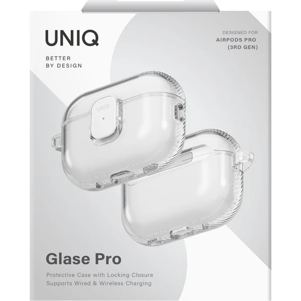 UNIQ Glase Pro Lock Case puzdro AirPods Pro 3 priehľadné - Puzdra - Obrázok 0b3c871ce8014c44a9ebd9b30e0eb5a0