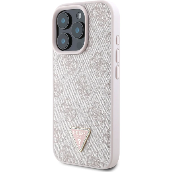 Guess PU 4G Strass Triangle Metal Logo kryt pre iPhone 16 Pro Max ružový - Puzdra - Obrázok 0b52c04e3cad447fa5cfc000536ffed3