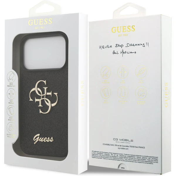 Guess PU Fixed Glitter 4G Metal Logo kryt iPhone 17 Pro čierny - Puzdra - Obrázok 0bd1955d98c64b668abf7046c9066b02