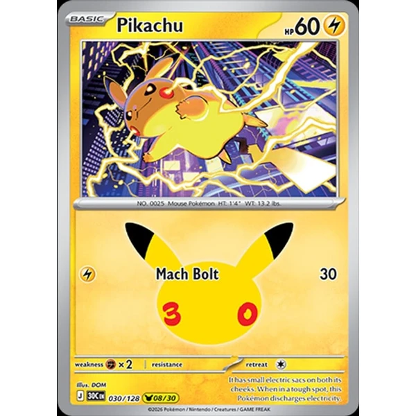 Pikachu (30C 030) - 30th Celebration [Holo] - Kusové karty - Hlavný obrázok