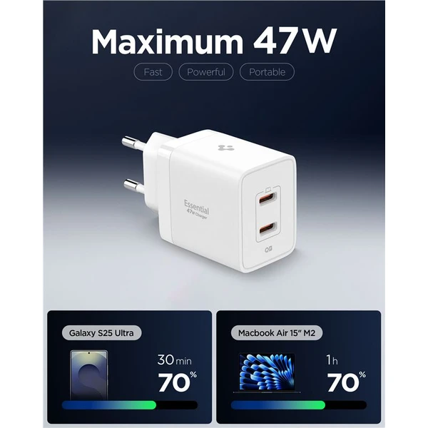 Spigen Essential 47W USB-C nabíjačka (EE472EU) biela - Nabíjačky - Obrázok 0c795da2c34c43f39420b0cdc352aea4