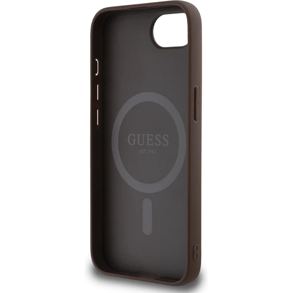 Guess PU 4G Strass Trojuholníkový kovový logo kryt iPhone 17e/16e hnedý - Puzdra - Obrázok 0c8a40f7d7374b1db8341ad7bad3e84e