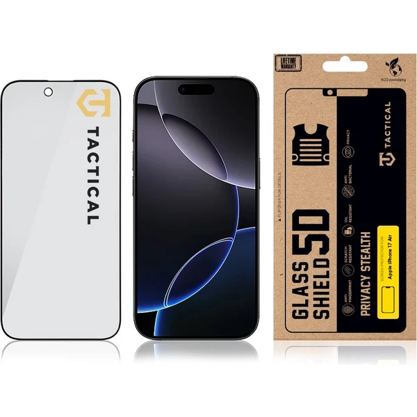 Tactical Glass Shield Privacy Stealth 5D sklo Apple iPhone Air čierne - Ochranné fólie a sklo - Obrázok 0c9dc50605c841dd857da5d5e50693dc