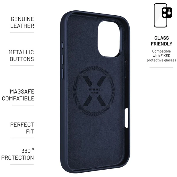 FIXED MagLeather kožený kryt s MagSafe Apple iPhone 16 Plus modrý - Puzdra - Obrázok 0cc5f038a98348cf894743da5c4357ab