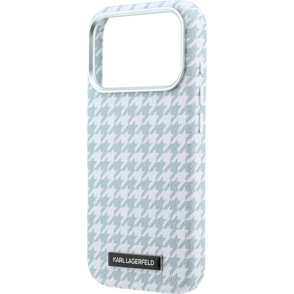 Karl Lagerfeld PU kryt iPhone 17 Pro modrý Houndstooth Resin Plate MagSafe - Puzdra - Obrázok 0cea09ff8d6d4beaac5493c10b15fec7