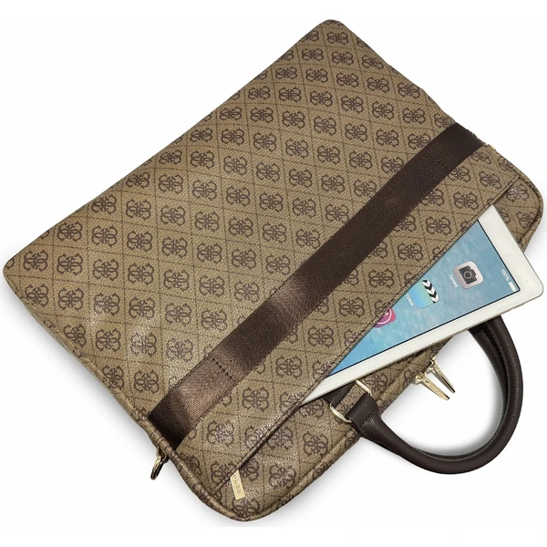 Guess PU 4G Stripe Metal Logo taška na notebook 16" hnědá - Puzdra - Obrázok 0d0bee931fe94004a86ae57f307e952a