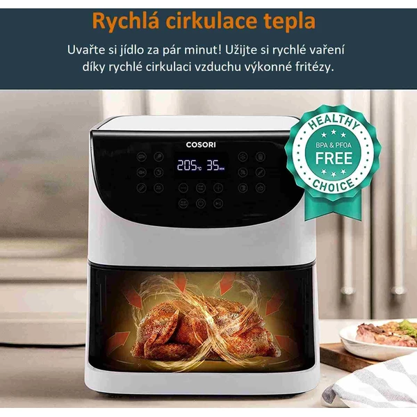 Cosori CP158-AF PREMIUM teplovzdušná fritéza 5,5 L + 5x špíz a gril. rošt biela - Fritézy - Obrázok 0d2e5801bc954940acfef733e774c0ae