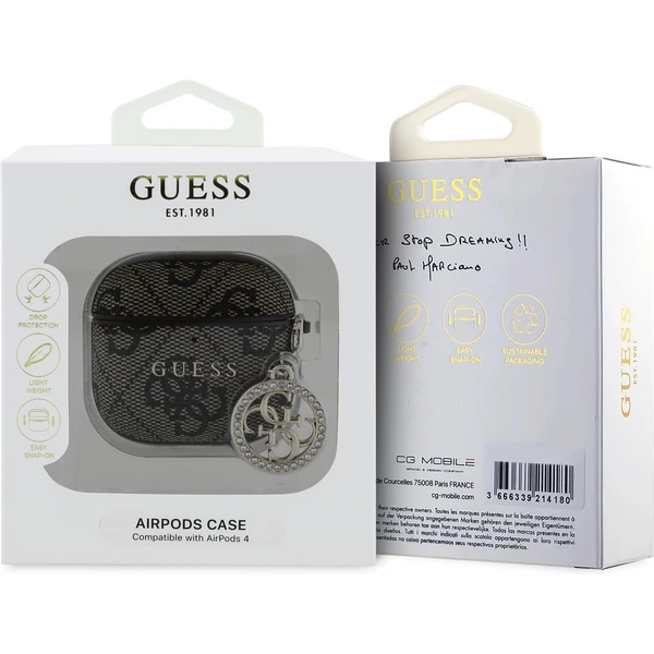 Guess 4G Script PC/PU Charm puzdro AirPods 4 hnedé - Puzdra - Obrázok 0d42944843d246b3aee51e38aa74d56f