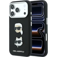 Karl Lagerfeld PU Semi Wrap Saffiano K&CH Heads kryt iPhone 18 Pro čierny - Puzdra