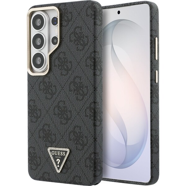 E-shop Guess PU Leather 4G Strass Trojuholníkové logo zlatý rám magnetický kryt Samsung Galaxy S26 Ultra si