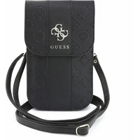 Guess PU 4G Peony Stripe Metal Logo taška na telefón čierna - Puzdra