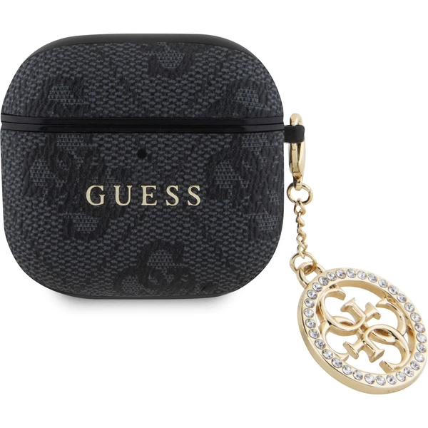 Guess 4G Script PC/PU Charm puzdro AirPods 4 čierne - Puzdra - Hlavný obrázok