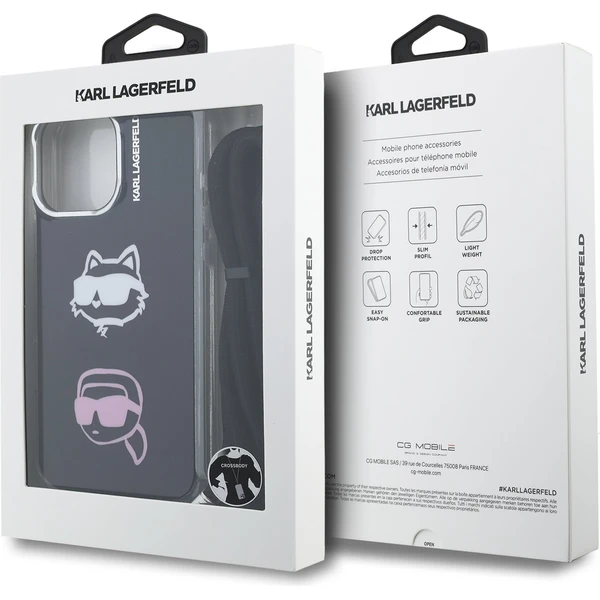 Karl Lagerfeld IML Crossbody K&CH Heads Zadný Kryt pre iPhone 16 Pro čierny - Puzdra - Obrázok 0e1cbd6fe40043579ed4c521cebaac70
