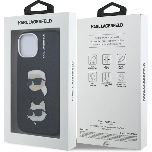 Karl Lagerfeld Grained PU K&CH Heads kryt iPhone 15 čierny - Puzdra - Obrázok 0e6aed40cc9d4ecb9f07f198da2311a0