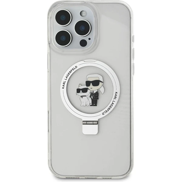 Karl Lagerfeld Ringstand Karl and Choupette MagSafe kryt pre iPhone 16 Pro Max biely - Puzdra - Obrázok 0e712daf612c4b81bfa23bb424c70e1d