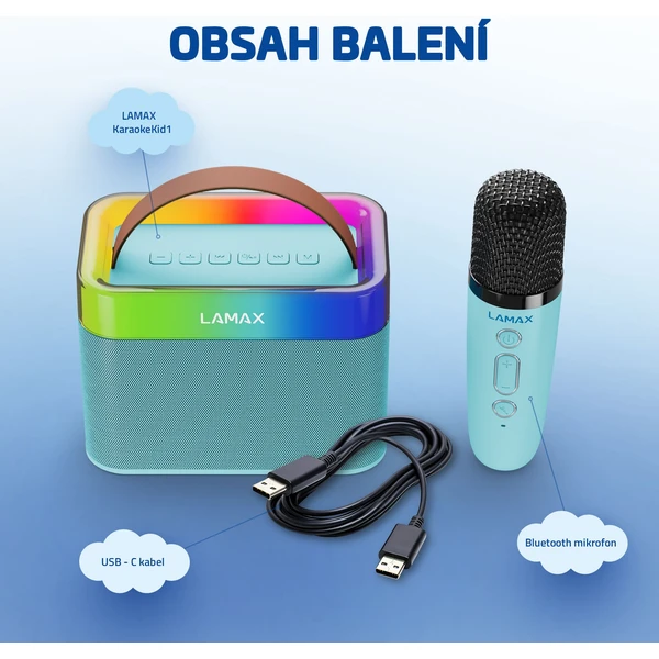 LAMAX KaraokeKid1 detské karaoke modré - Reproduktory - Obrázok 0e78c39466f24649a85ad896dcd3f617