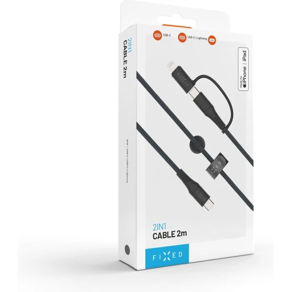 FIXED nabíjací kábel s USB-C/USB-C a Lightning, 2m, MFi, PD 60W, sivý - Káble - Obrázok 0e79501df62a4d689b630cd41a1012da
