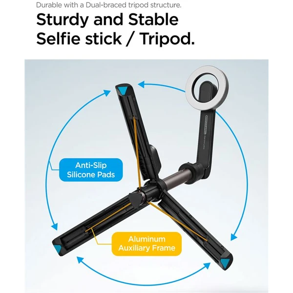 Spigen MagSafe Tripod Selfie Stick čierna - Držiaky - Obrázok 0e8386d5147c4edea579126fbabf2843