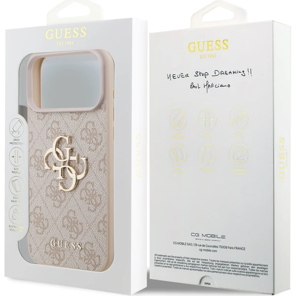 Guess PU 4G Metal Logo Zadný Kryt pre iPhone 18 Pro Max Pink - Puzdra - Obrázok 0e93a4b4158348589184a826bf0ecb92